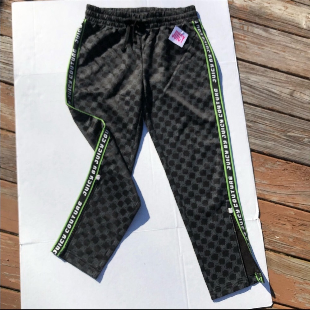 Juicy Couture Black and Green Checkered Track Pants
